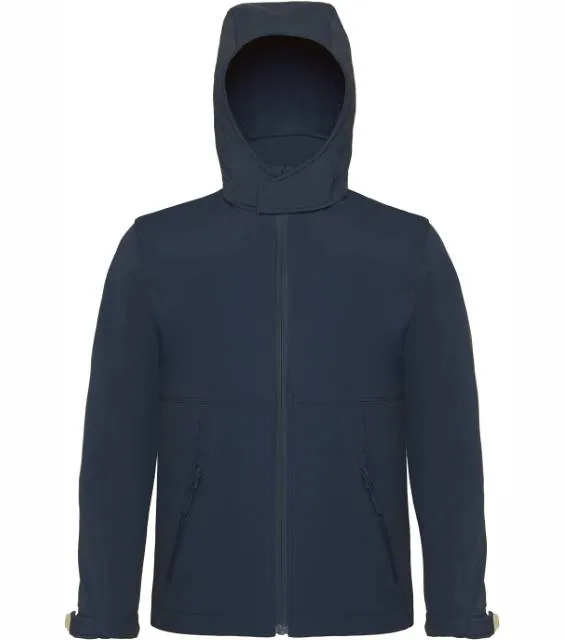 B&C Hooded Softshell /kids – dětská 3-vrstvá softshellová bunda, černá