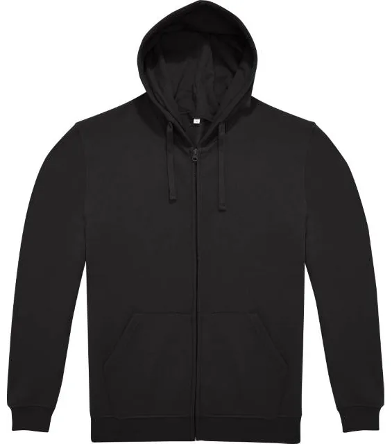 B&C ID.224 Zip Hood – unisex mikina s kapucí, černá