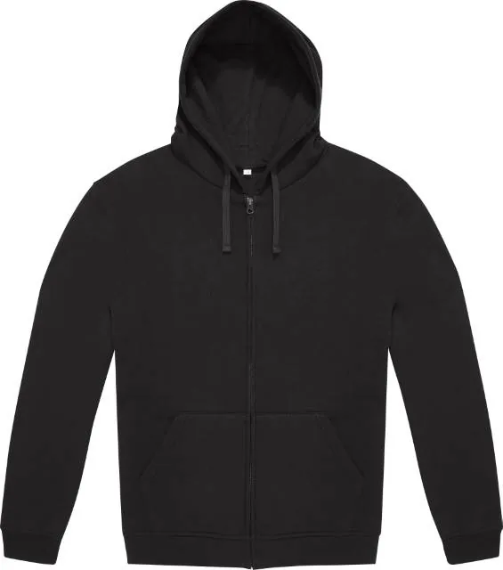 B&C ID.334 Zip Hood – unisex mikina s kapucí, černá