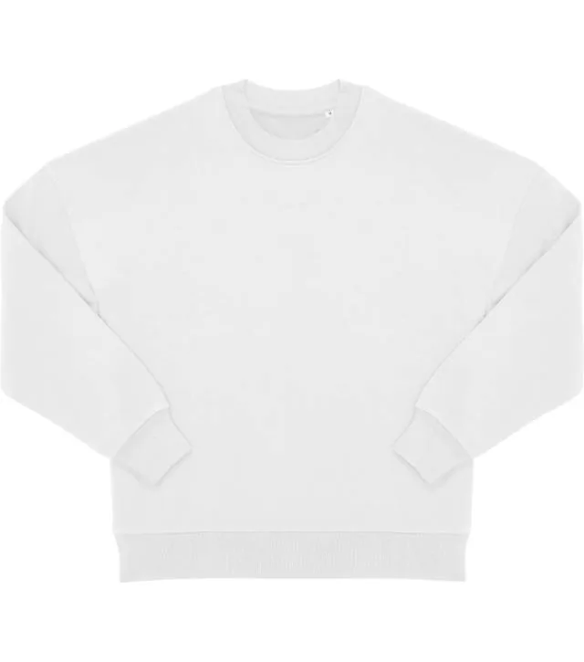 B&C Influence Crew – těžká oversize unisex mikina, bílá