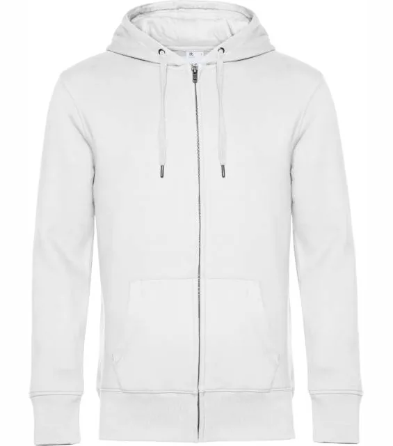 B&C KING Zipped Hood – pánská mikina s kapucí, bílá