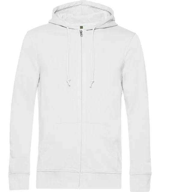 B&C Inspire Zipped Hood – pánská mikina s kapucí, bílá