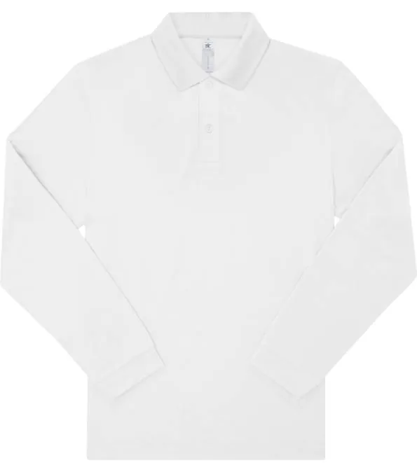 B&C My Polo 180 LSL – piqué polo s dlouhým rukávem, bílá