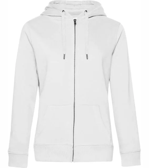 B&C QUEEN Zipped Hood – dámská mikina s kapucí, bílá