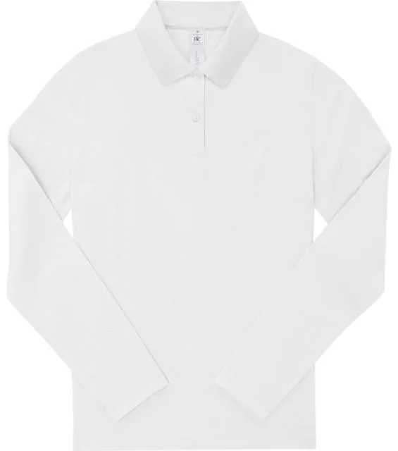 B&C My Polo 180 LSL /women – dámské piqué polo s dlouhým rukávem, bílá