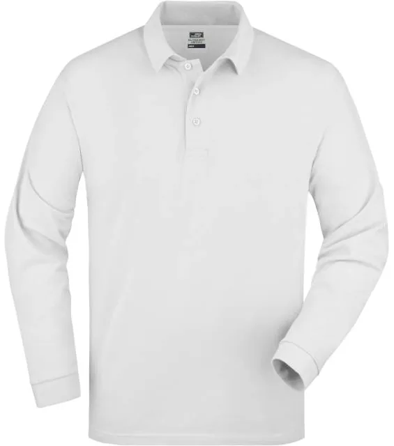 James & Nicholson JN 22 – piqué polo s dlouhým rukávem z těžké bavlny, bílá
