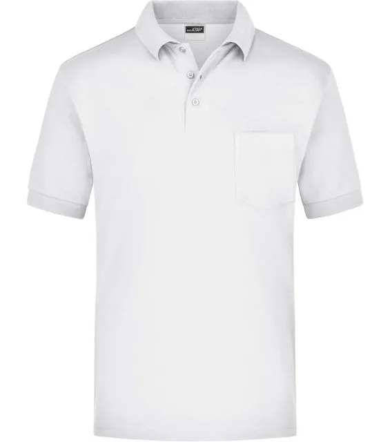 James & Nicholson JN 26 – piqué polo s náprsní kapsou, bílá