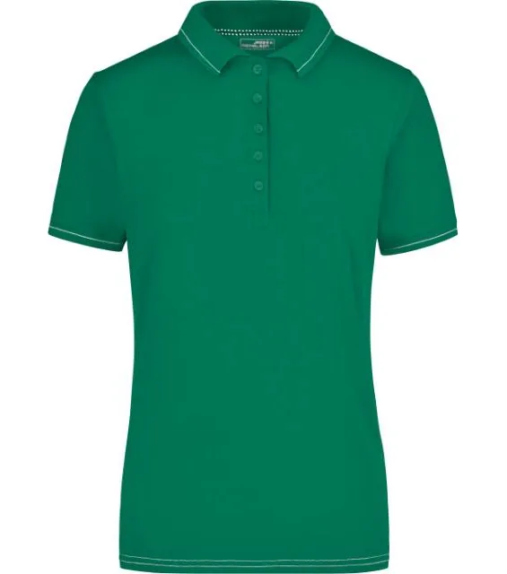 James & Nicholson JN 568 – dámské žerzejové elastické polo, irská zelená/bílá