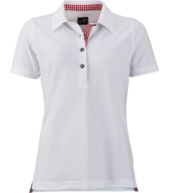 James & Nicholson JN 715 – dámské piqué polo v tradičním krojovém stylu, bílá