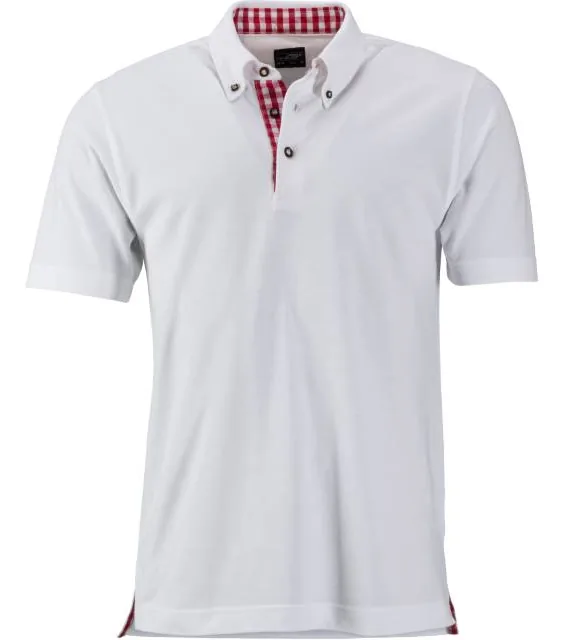 James & Nicholson JN 716 – pánské piqué polo v tradičním krojovém stylu, bílá