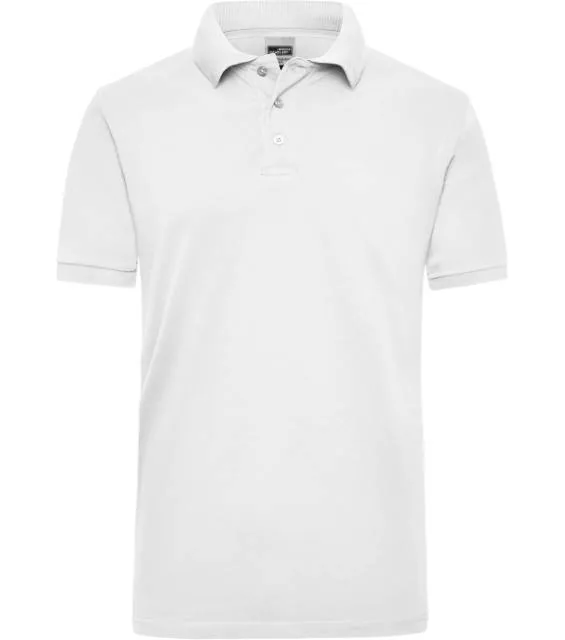 James & Nicholson JN 801 – pánské pracovní piqué polo z těžké bavlny, bílá