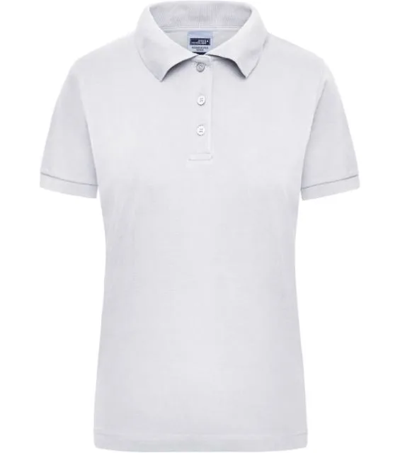 James & Nicholson JN 803 – dámské pracovní piqué polo z těžké bavlny, bílá