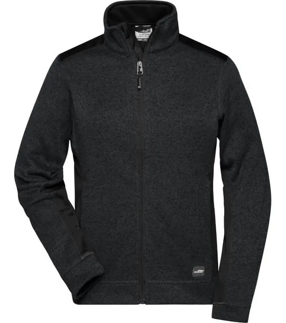James & Nicholson JN 861 – dámská pracovní pletená fleece bunda - Strong, černá