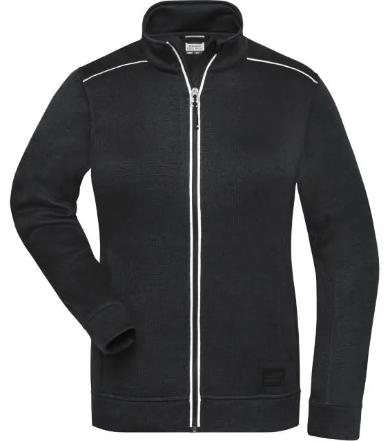James & Nicholson JN 897 – dámská pracovní pletená fleece bunda - Solid, černá