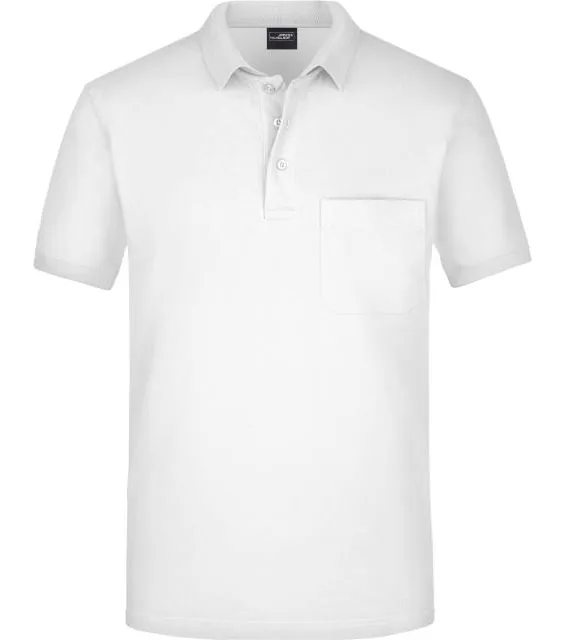 James & Nicholson JN 922 – piqué polo s náprsní kapsou, bílá