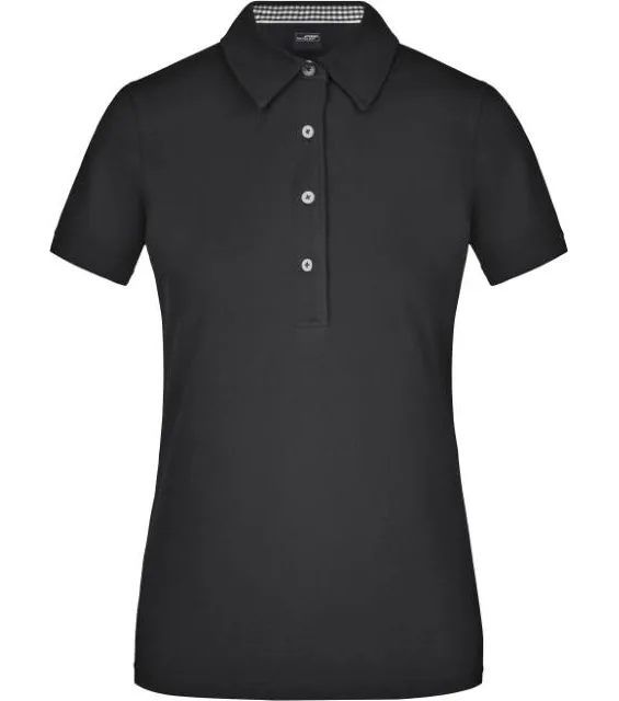 James & Nicholson JN 969 – dámské piqué polo "Plain", černá/bílá