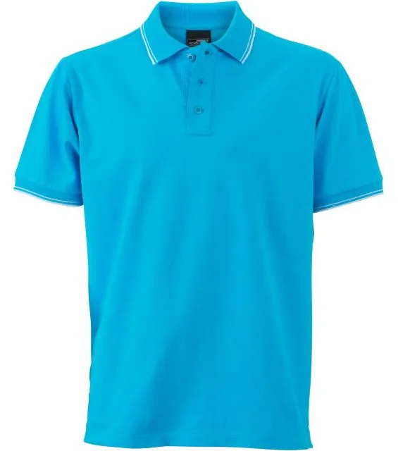 James & Nicholson JN 986 – pánské piqué polo, tyrkysová/bílá