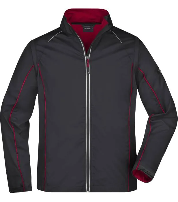 James & Nicholson JN 1122 – pánská softshell bunda s odepínacími rukávy, černá/červená