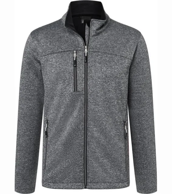 James & Nicholson JN 1148 – pánská 2-vrstvá melanžová softshell bunda, tmavý melír/černá