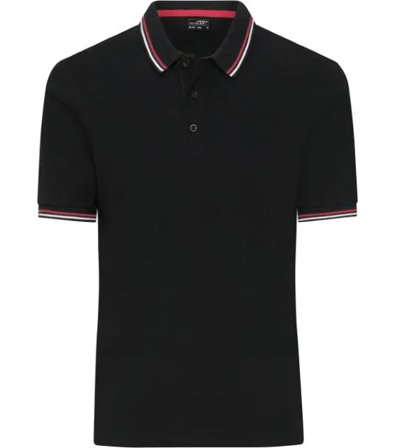 James & Nicholson JN 1306 – pánské těžké piqué polo s proužky, černá/bílá/červená
