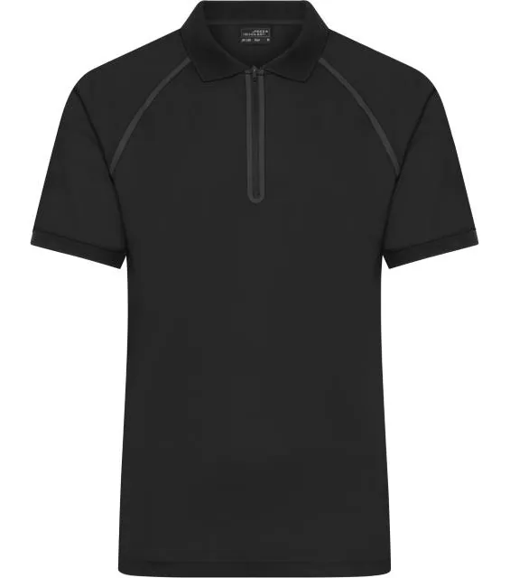 James & Nicholson JN 1308 – pánské piqué polo se zipem, černá
