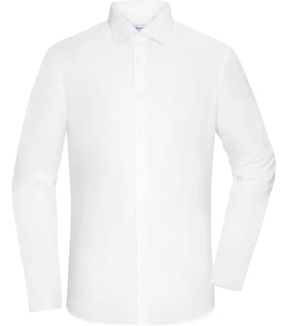 James & Nicholson JN 1372 – popelínová košile slim fit s dlouhým rukávem, bílá