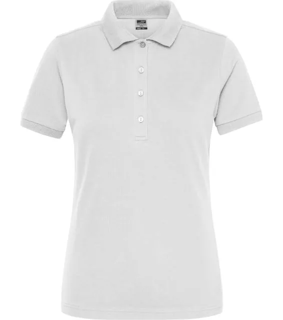 James & Nicholson JN 1805 – dámské pracovní elastické bio polo - Solid, bílá