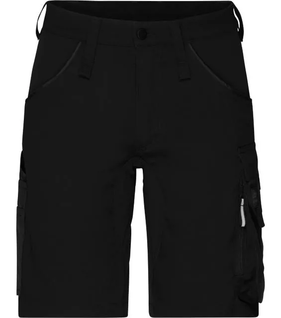 James & Nicholson JN 1811 – pracovní elastické bermudy "Slim Line", černá