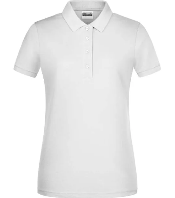 James & Nicholson 8009 – dámské piqué polo z bio bavlny, bílá