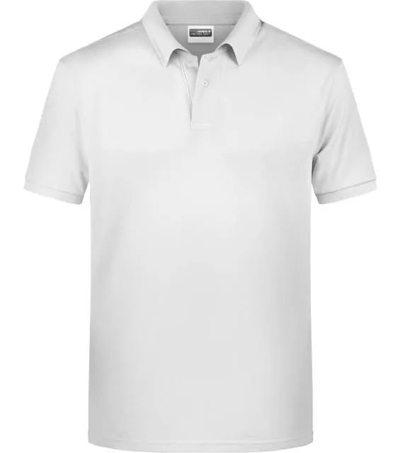 James & Nicholson 8010 – pánské piqué polo z bio bavlny, bílá