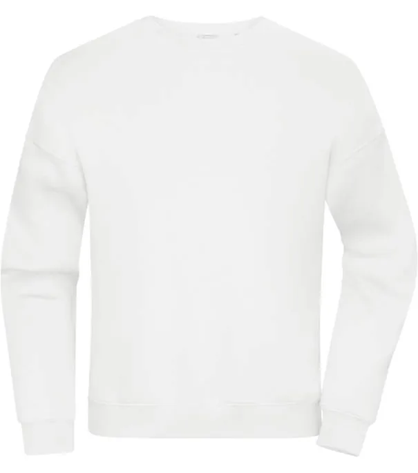 James & Nicholson 8042 – těžká oversize unisex mikina, bílá