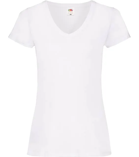 Fruit of the Loom Lady-Fit Valueweight V-Neck T – dámské tričko s výstřihem do V, bílá