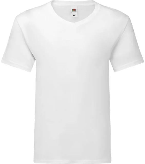 Fruit of the Loom Iconic 150 V-Neck T – tričko s výstřihem do V, bílá
