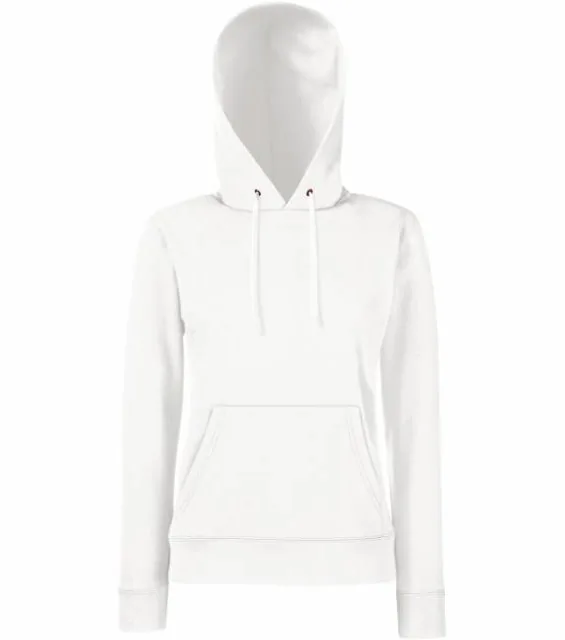 Fruit of the Loom Classic Lady-Fit Hooded Sweat – dámská mikina s kapucí, bílá