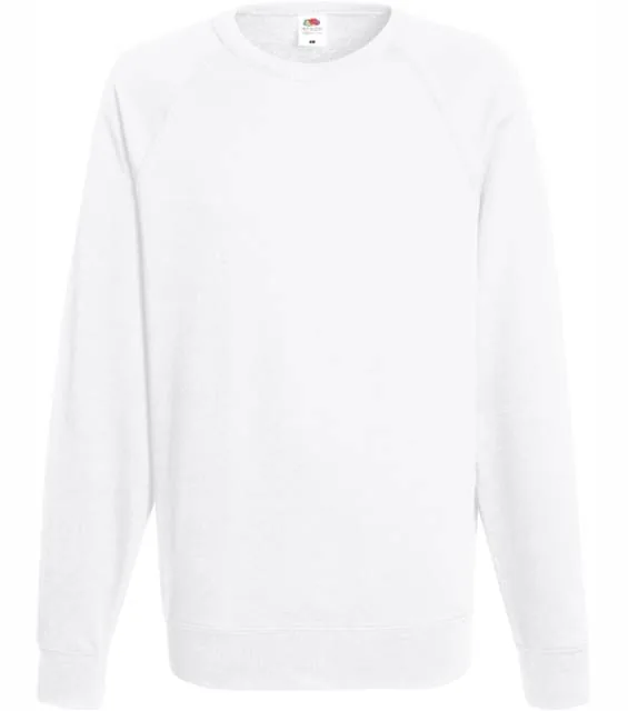 Fruit of the Loom Lightweight Raglan Sweat – pánská raglánová mikina, bílá