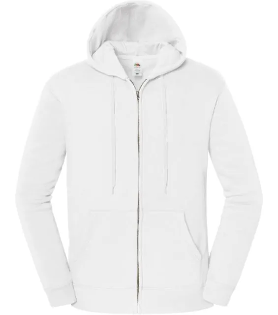Fruit of the Loom Iconic Premium Hooded Sweat Jacket – mikina s kapucí z těžké bavlny, bílá