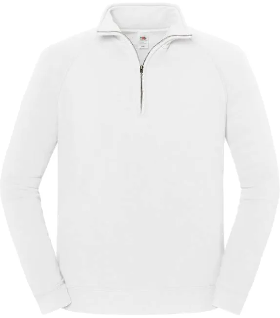 Fruit of the Loom Iconic Premium Zip Neck Sweat – těžká mikina s 1/4 zipem, bílá