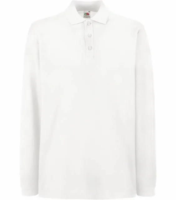 Fruit of the Loom Premium Polo LSL – piqué polo s dlouhým rukávem, bílá