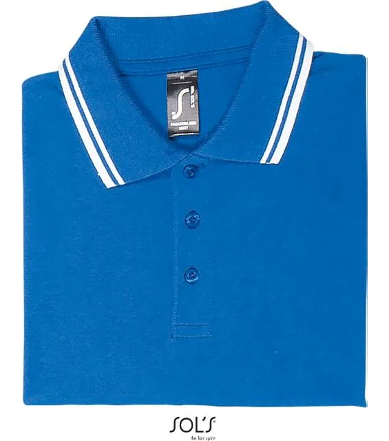 SOL'S Pasadena Men – pánské piqué polo, královská modrá/bílá