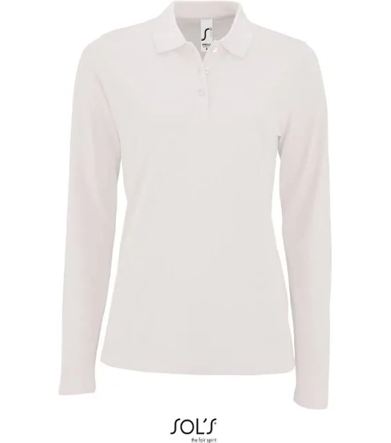 SOL'S Perfect LSL Women – dámské piqué polo s dlouhým rukávem, bílá