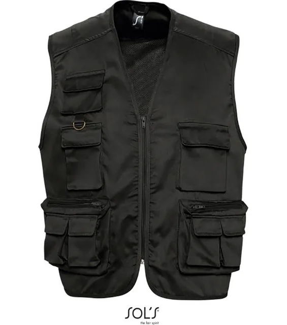 SOL'S Wild – unisex vesta "Safari", černá