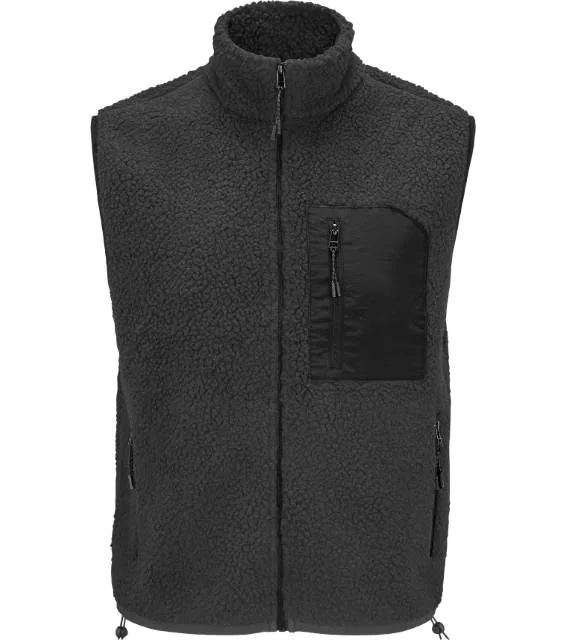 SOL'S Fury Bodywarmer – fleecová vesta Sherpa, šedá/černá