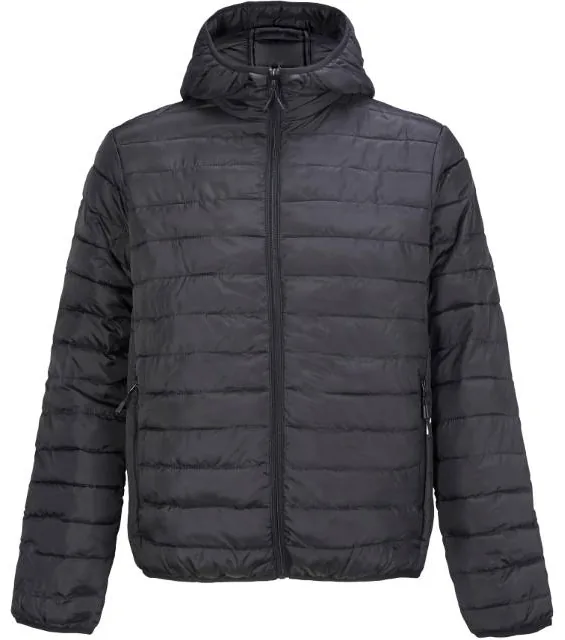 SOL'S Stream Jacket Men – lehká pánská prošívaná bunda s kapucí, černá