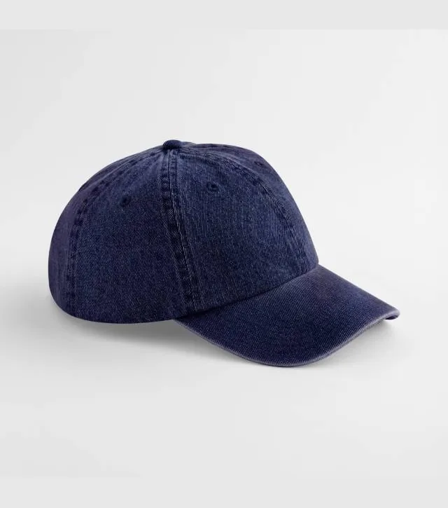 Beechfield B 105 – 6 panelová denim kšiltovka, indigově modrá