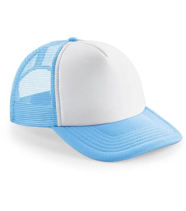 Beechfield B 645 – 5 panelová kšiltovka Vintage Trucker, fuchsiová/bílá