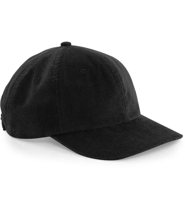 Beechfield B 682 – 6 panelová kšiltovka "Heritage Cord Cap", černá
