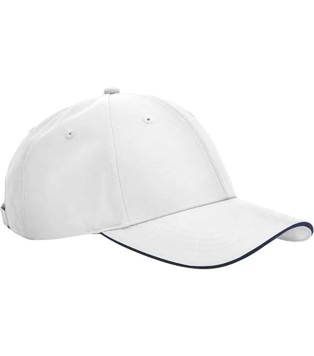Beechfield B 195R – 6 panelová kšiltovka "Team Sports-Tech", bílá/námořní modrá