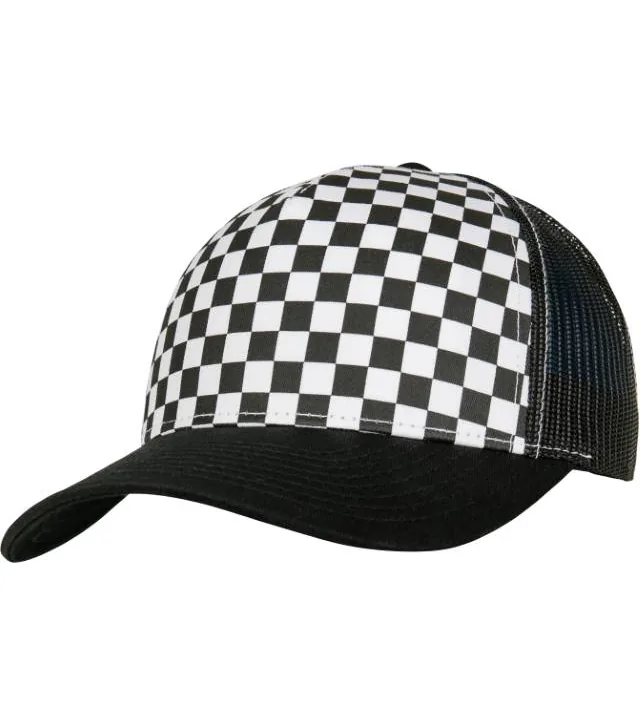 Flexfit 6506CB – 5 panelová Trucker kšiltovka "Checkerboard", černá/bílá