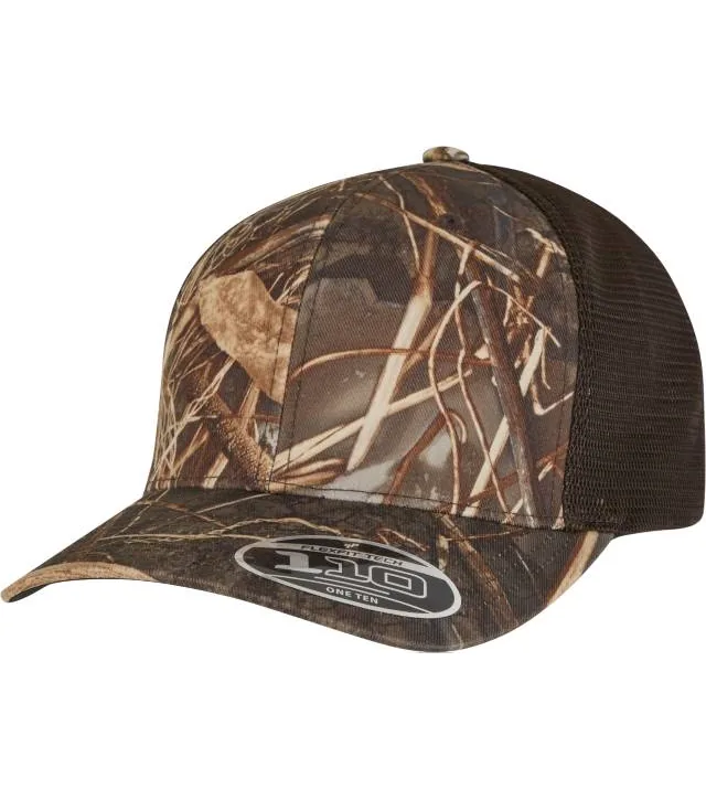Flexfit 110MRC – 6 panelová Trucker kšiltovka "Realtree Camo", maskáčová/hnědá