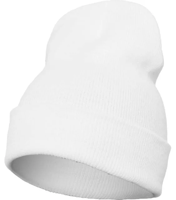 Flexfit 1501KC – dlouhá pletená čepice, bílá